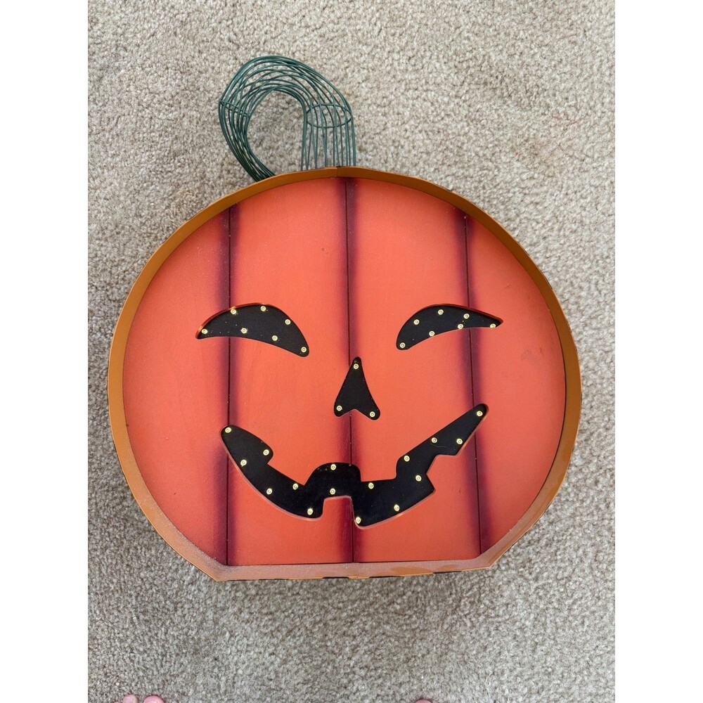 Pumpkin Metal Jack O Lantern Lighted Halloween